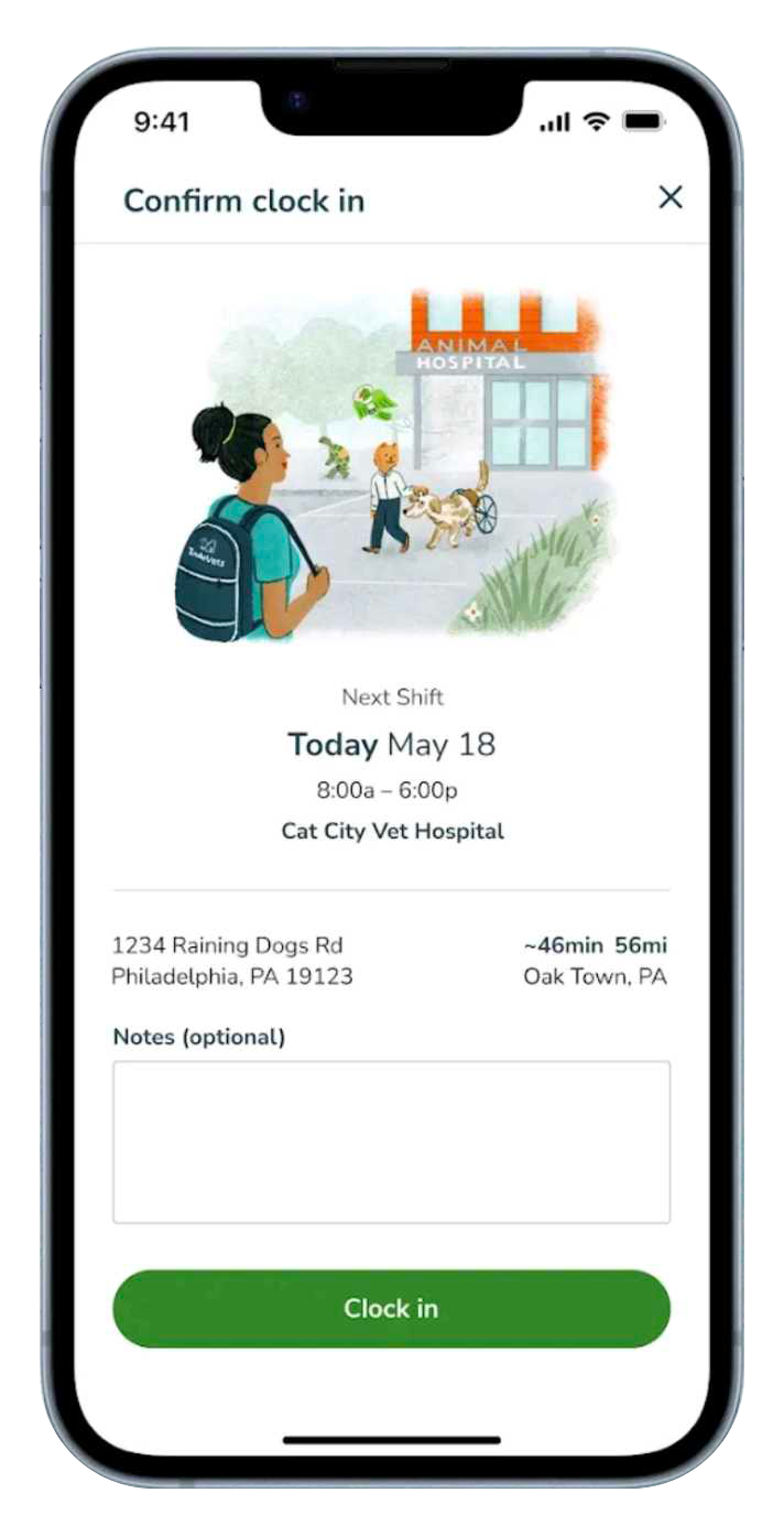 IndeVets Android – Confirm clock-in (earlier release)